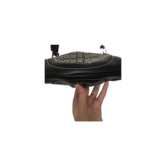 Vintage Coach Women's Shoulder Bag Black Gray Monogram Purse - Picture 7 of 8